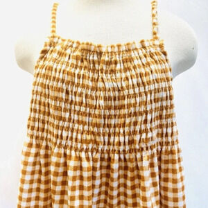 NWT SO Juniors Pullover Terry Cloth Smocked Peplum Plaid Shirred Tank Size XXL
